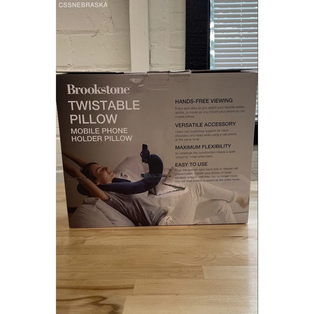 Brookstone Twistable Pillow Mobile Phone Holder 360 Rotation Navy Blue